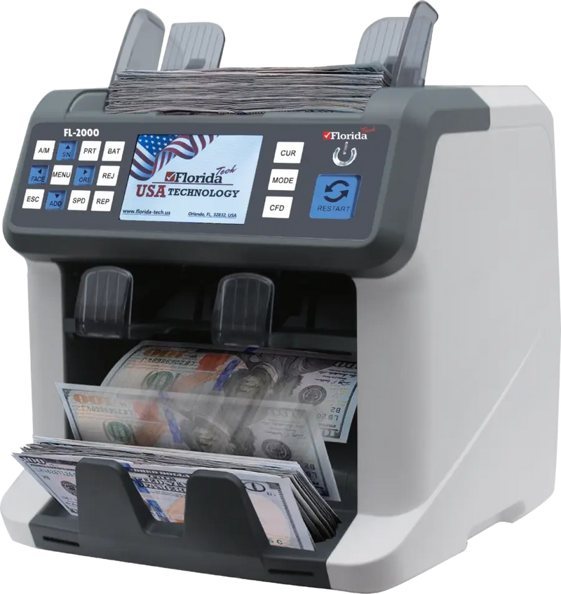 Florida FL-2000 Cash Counting Machine | High-Speed Currency Counter with UV, MG, MI & Image Detection
